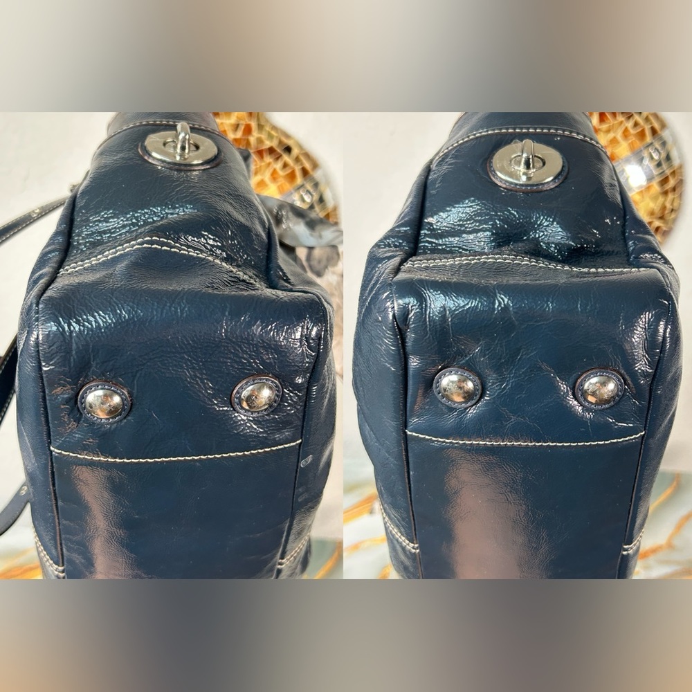 COACH 2009 Gallery Navy Blue Patent Leather Shoulder Bag 💙 - Picture 15 of 17